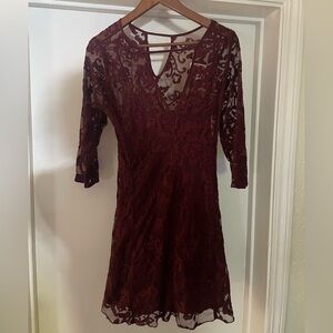 Hollister Burgundy Lace Mini Dress NWT